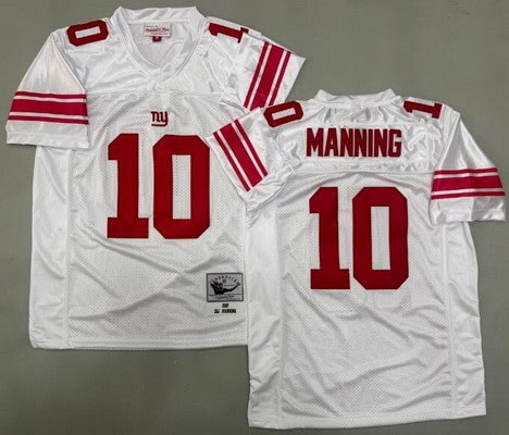 New York Giants #10 Eli Manning White 2007 Throwback Jersey