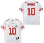 New York Giants #10 Eli Manning White C Patch XLII Super Bowl 2007 Throwback Jersey