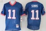 New York Giants #11 Phil Simms Blue Throwback Jersey