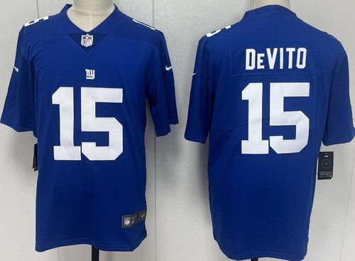 New York Giants #15 Tommy DeVito Limited Blue Vapor Jersey