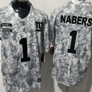 New York Giants #1 Malik Nabers Limited Arctic Camo 2024 Salute to Service Jersey