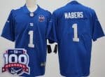 New York Giants #1 Malik Nabers Limited Blue 100 Seasons Vapor Jersey