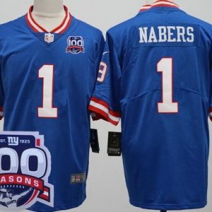 New York Giants #1 Malik Nabers Limited Blue Classic 100 Seasons Vapor Jersey