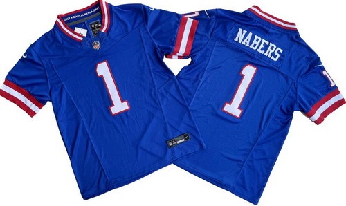 New York Giants #1 Malik Nabers Limited Blue Classic FUSE Vapor Jersey