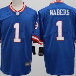 New York Giants #1 Malik Nabers Limited Blue Classic Vapor Jersey