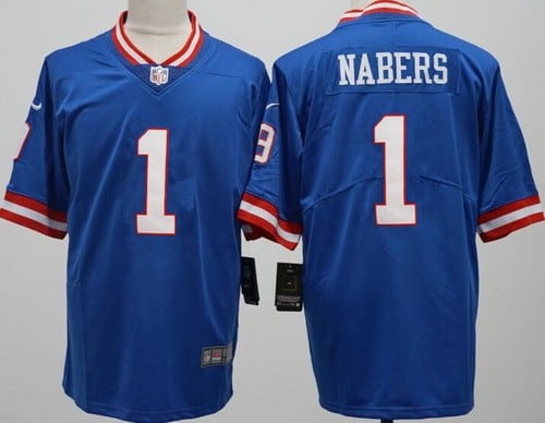 New York Giants #1 Malik Nabers Limited Blue Classic Vapor Jersey