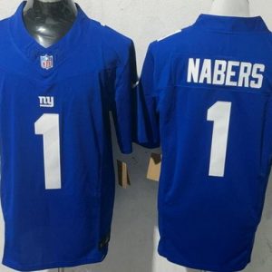 New York Giants #1 Malik Nabers Limited Blue FUSE Vapor Jersey