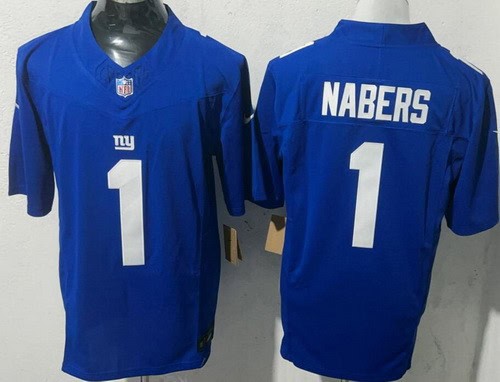New York Giants #1 Malik Nabers Limited Blue FUSE Vapor Jersey