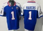 New York Giants #1 Malik Nabers Limited Blue Thanksgiving 100 Seasons FUSE Vapor Jersey