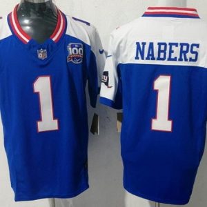 New York Giants #1 Malik Nabers Limited Blue Thanksgiving 100 Seasons FUSE Vapor Jersey