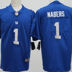New York Giants #1 Malik Nabers Limited Blue Vapor Jersey