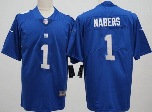 New York Giants #1 Malik Nabers Limited Blue Vapor Jersey