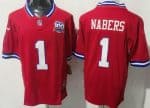 New York Giants #1 Malik Nabers Limited Red 100 Seasons FUSE Vapor Jersey