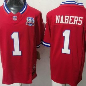 New York Giants #1 Malik Nabers Limited Red 100 Seasons FUSE Vapor Jersey
