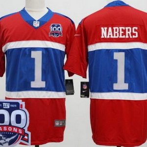 New York Giants #1 Malik Nabers Limited Red Alternate 100 Seasons Vapor Jersey