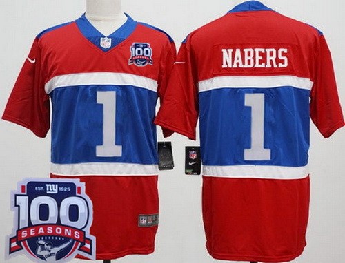 New York Giants #1 Malik Nabers Limited Red Alternate 100 Seasons Vapor Jersey