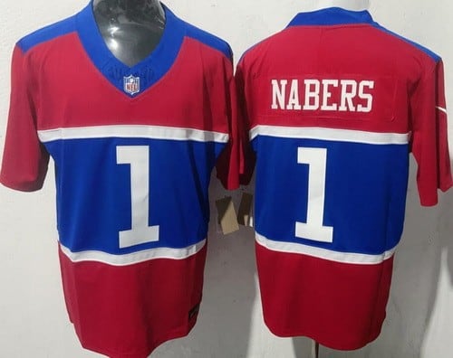 New York Giants #1 Malik Nabers Limited Red Alternate FUSE Vapor Jersey