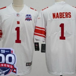 New York Giants #1 Malik Nabers Limited White 100 Seasons Vapor Jersey
