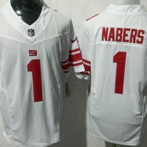 New York Giants #1 Malik Nabers Limited White FUSE Vapor Jersey