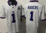 New York Giants #1 Malik Nabers Limited White Throwback 100 Seasons FUSE Vapor Jersey