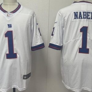 New York Giants #1 Malik Nabers Limited White Throwback Vapor Jersey