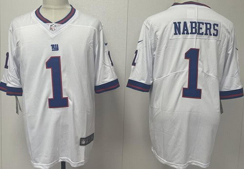 New York Giants #1 Malik Nabers Limited White Throwback Vapor Jersey