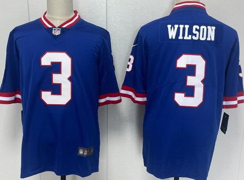 New York Giants #3 Russell Wilson Limited Blue Classic Vapor Jersey