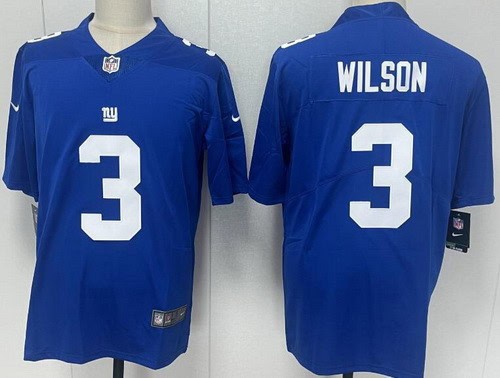 New York Giants #3 Russell Wilson Limited Blue Vapor Jersey