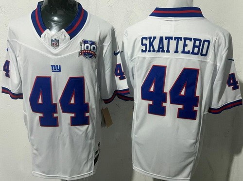 New York Giants #44 Cam Skattebo Limited White Throwback 100 Seasons FUSE Vapor Jersey