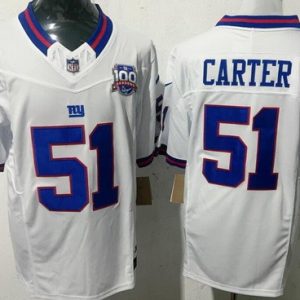 New York Giants #51 Abdul Carter Limited White Throwback 100 Seasons FUSE Vapor Jersey