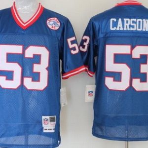 New York Giants #53 Harry Carson Blue Throwback Jersey