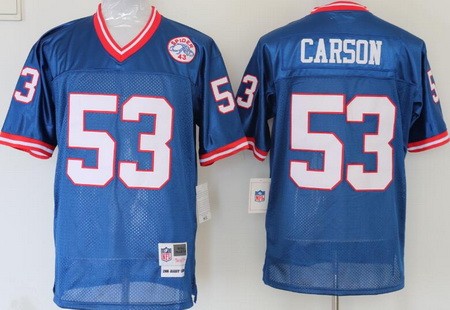 New York Giants #53 Harry Carson Blue Throwback Jersey