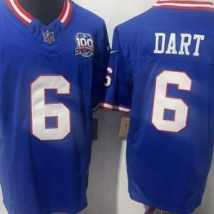New York Giants #6 Jaxson Dart Limited Blue Classic 100 Seasons FUSE Vapor Jersey