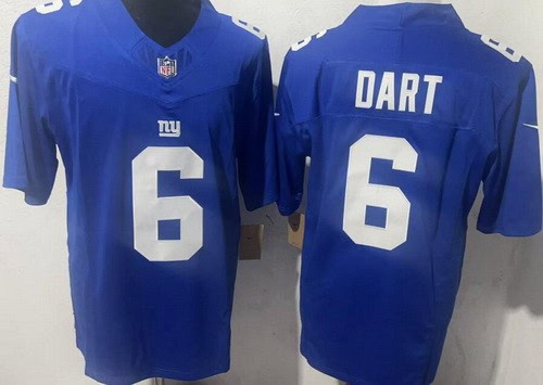 New York Giants #6 Jaxson Dart Limited Blue FUSE Vapor Jersey