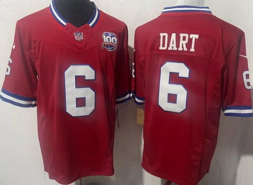New York Giants #6 Jaxson Dart Limited Red 100 Seasons FUSE Vapor Jersey