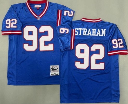 New York Giants #92 Michael Strahan Blue 1993 Throwback Jersey