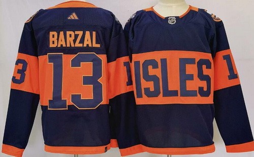 New York Islanders #13 Mathew Barzal Navy 2024 NHL Stadium Series Authentic Jersey