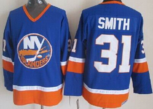 New York Islanders #31 Billy Smith Blue Throwback Jersey