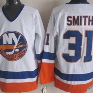 New York Islanders #31 Billy Smith White Throwback Jersey