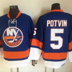 New York Islanders #5 Denis Potvin Blue Retro Jersey