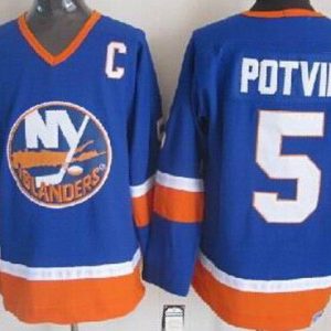 New York Islanders #5 Denis Potvin Blue Throwback Jersey
