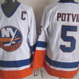 New York Islanders #5 Denis Potvin White Throwback Jersey