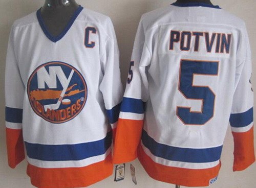 New York Islanders #5 Denis Potvin White Throwback Jersey