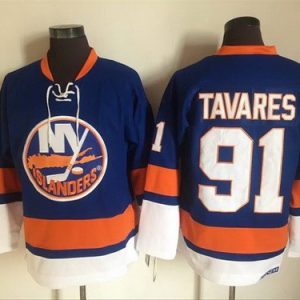 New York Islanders #91 John Tavares Blue Retro Jersey