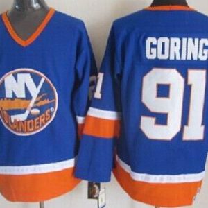 New York Islanders #91 Butch Goring Blue Throwback Jersey