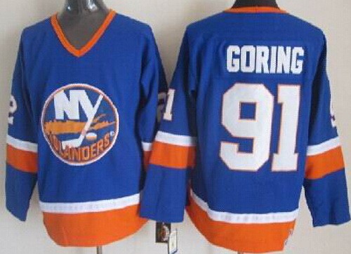 New York Islanders #91 Butch Goring Blue Throwback Jersey