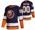 New York Islanders Customized Navy 2021 Reverse Retro Authentic Jersey