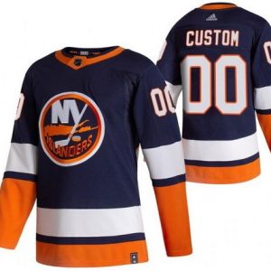New York Islanders Customized Navy 2021 Reverse Retro Authentic Jersey