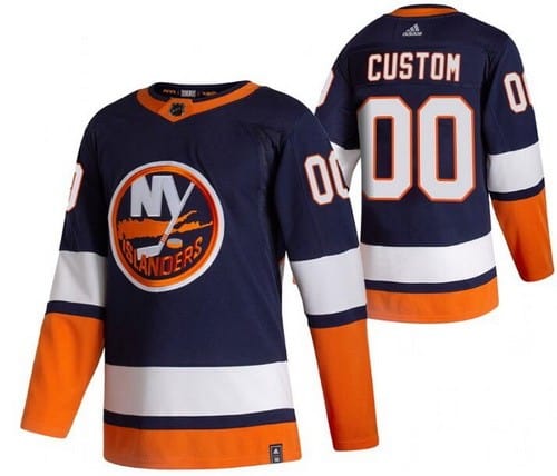 New York Islanders Customized Navy 2021 Reverse Retro Authentic Jersey