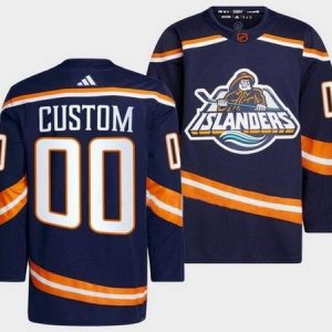 New York Islanders Customized Navy 2022 Reverse Retro Authentic Jersey